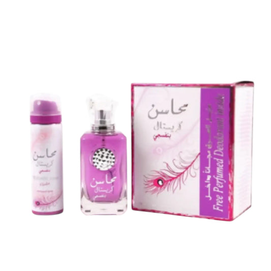Lattafa Mahasin Crystal Violet  Parfum  100ml + Deodorant